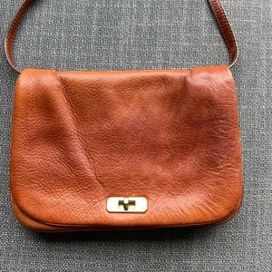 J. Crew Tan Leather Flap Crossbody Purse